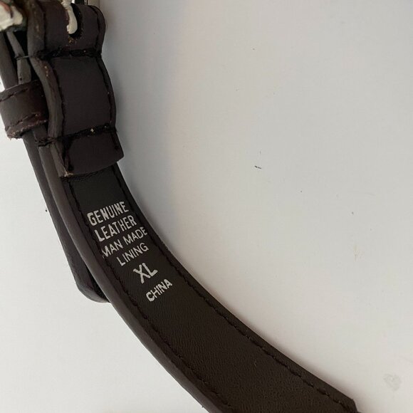 Brown Leather Silver Linked Belt Womens XL 38" - Picture 3 of 4